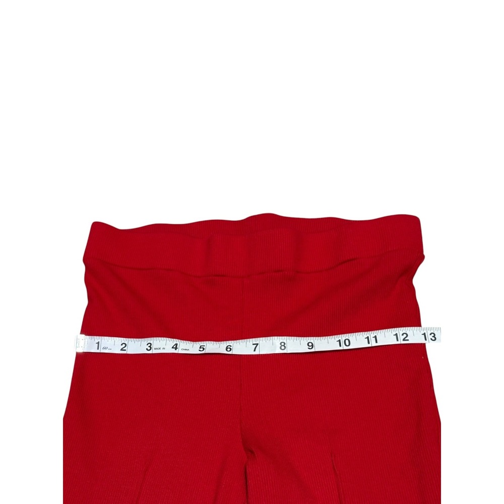 DONNI Red Ribbed Flare Ankle Pants Women's M High Rise Pull On USA Made - Picture 4 of 12